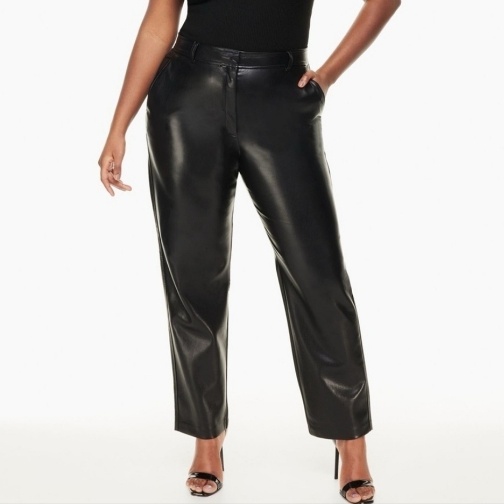 Babaton Black Faux Leather Pants 4